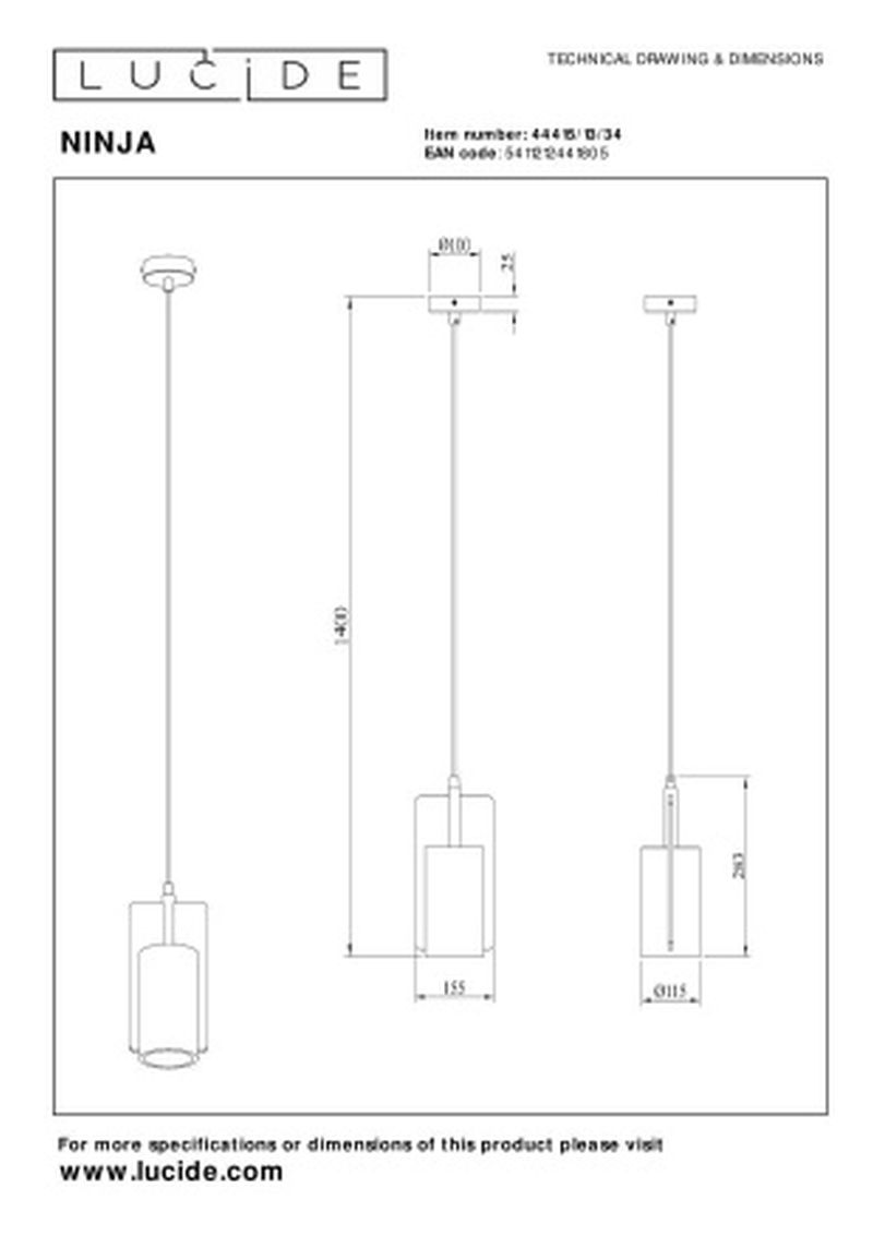 Lucide NINJA - Závesné svetlo - 1xE27 - Žlté